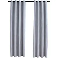 vidaXL Gordijn verduisterend met metalen ringen 2 st 140x245 cm grijs