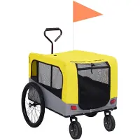 vidaXL Fietstrailer en hondenwagen 2-in-1 geel en grijs