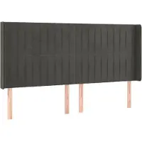 vidaXL Hoofdbord met randen 203x16x118/128 cm fluweel donkergrijs