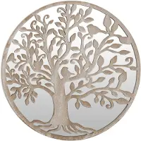 vidaXL Spiegel rond 60x2,5 cm ijzer zandkleurig