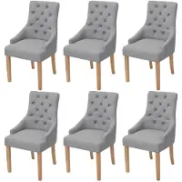 vidaXL Eetkamerstoelen 6 stuks lichtgrijs stof en eikenhout online kopen