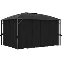 vidaXL Prieel met gordijnen 400x300x265 cm antraciet