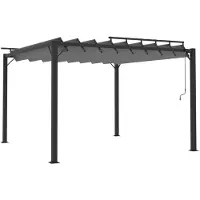 vidaXL Prieel met lamellendak 3x3 m stof en aluminium antracietkleurig