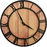 vidaXL Wandklok 39 cm MDF en ijzer bruin en zwart