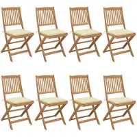 vidaXL Tuinstoelen 8 st inklapbaar met kussens massief acaciahout