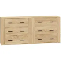 vidaXL Dressoirs 2 st bewerkt hout sonoma eikenkleurig