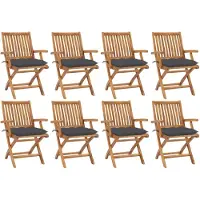 vidaXL Tuinstoelen 8 st inklapbaar met kussens massief teakhout