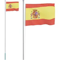 vidaXL Vlag met vlaggenmast Spanje 6,08 m aluminium