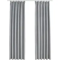 vidaXL Gordijnen verduisterend met haken 2 st 140x225 cm grijs