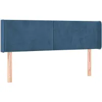 vidaXL Hoofdbord met randen 147x16x78/88 cm fluweel donkerblauw