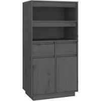 vidaXL Hoge kast 60x40x116,5 cm massief grenenhout grijs