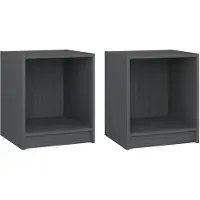 vidaXL Nachtkastjes 2 st 35,5x33,5x41,5 cm massief grenenhout grijs