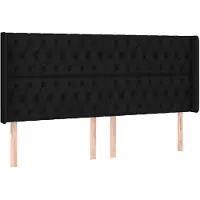 vidaXL Hoofdbord met randen 183x16x118/128 cm stof zwart
