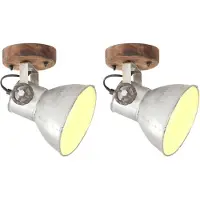 vidaXL Wand- en plafondlamp, industriële stijl, 2 stuks, zilverkleurig, 20x25 cm, E27