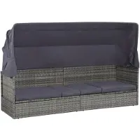 vidaXL Tuinbed met luifel 205x62 cm poly rattan grijs