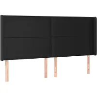 vidaXL Hoofdbord met randen 183x16x118/128 cm kunstleer zwart