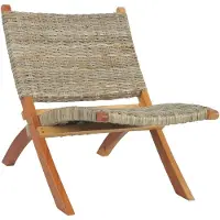 vidaXL Relaxstoel natuurlijk kubu rattan en massief mahoniehout