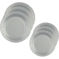 SANTEX Feest borden set - 20x stuks - zilver - 17 cm en 22 cm - Feestbordjes