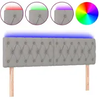 vidaXL Hoofdbord LED 144x7x78/88 cm stof lichtgrijs