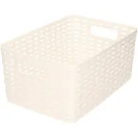 PlasticForte Opbergmand - Kastmand - rotan kunststof - wit - 6 Liter - 19 x 29 x 13 cm - Opbergmanden