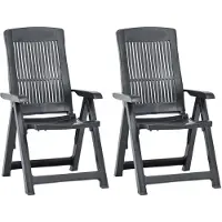 vidaXL Verstelbare klapstoelen, 2 stuks, antracietkleurig kunststof