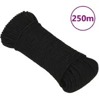 vidaXL Werktouw 3 mm 250 m polyester zwart