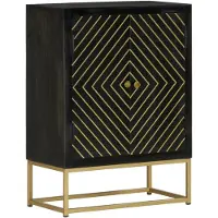 vidaXL Dressoir met 2 deuren 55x30x75 cm mangohout zwart en goud