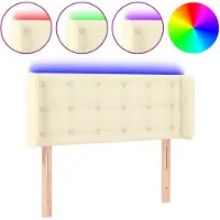 vidaXL Hoofdbord LED 103x16x78/88 cm kunstleer crèmekleurig