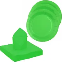SANTEX 10x taart/gebak bordjes/25x servetten - felgroen - Feestbordjes