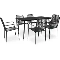 vidaXL 7-delige tuinset, met katoenen touw en staal, zwart