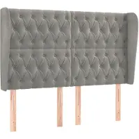 vidaXL Hoofdbord met randen 163x23x118/128 cm fluweel lichtgrijs