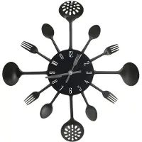 vidaXL Wandklok met lepel- en vorkdesign, zwart, 40 cm, aluminium
