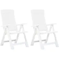 vidaXL Opklapbare ligstoelen, 2 stuks, wit plastic.