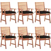 vidaXL Tuinstoelen 6 st met kussens massief acaciahout