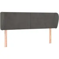 vidaXL Hoofdbord met randen 147x23x78/88 cm fluweel donkergrijs