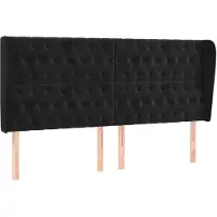 vidaXL Hoofdbord met randen 203x23x118/128 cm fluweel zwart