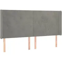 vidaXL Hoofdbord met randen 203x16x118/128 cm fluweel lichtgrijs