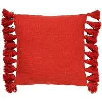 Dutch decor - RUBY - Kussenhoes 45x45 cm - 100% katoen - met flosjes - Aurora Red - rood