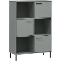 vidaXL Boekenkast met metalen poten OSLO 90x35x128,5 cm hout grijs