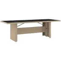 vidaXL Tuintafel met glazen blad poly rattan en gehard glas beige