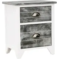 vidaXL Nachtkastje 38x28x45 cm paulowniahout grijs en wit