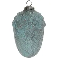 Clayre & Eef Kerstbal Eikel Ø 10 cm Groen Glas Metaal Kerstdecoratie Groen Kerstdecoratie