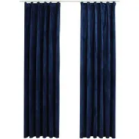 vidaXL Gordijnen verduisterend 2 st met haken 140x245 cm fluweel blauw
