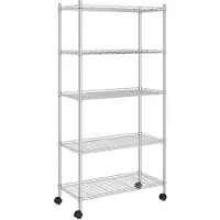 vidaXL Opbergrek 5-laags met wielen 250 kg 75x35x155 cm chroomkleurig