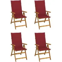 vidaXL Set van 4 verstelbare klapstoelen met kussens, gemaakt van massief acaciahout
