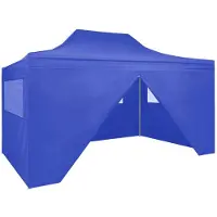 vidaXL Partytent met 4 zijwanden inklapbaar 3x4 m staal blauw