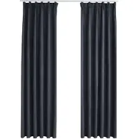 vidaXL Gordijnen verduisterend met haken 2 st 140x175 cm antraciet
