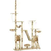 vidaXL Kattenpaal met sisal krabpalen 230-250 cm pootafdrukken beige