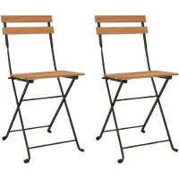 vidaXL Opklapbare stoelen, 2 stuks, massief teakhout en staal