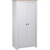 vidaXL Garderobekast, wit, 80x50x171,5 cm, massief beuken, Panama-serie